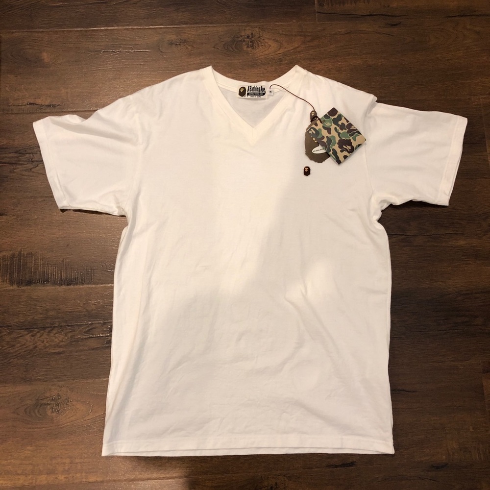 BAPE a bathing ape - vneck tshirt - medium (NWT)